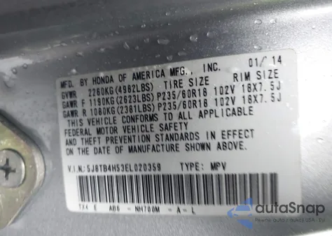 2014 Acura Rdx Technology z USA, uszkodzony, nr VIN 5J8TB4H53EL020359